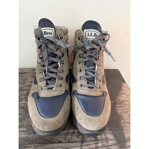 L.L. Bean Women’s 10M Shearling Lined Hiking Boots Brown Blue Leather Outdoor